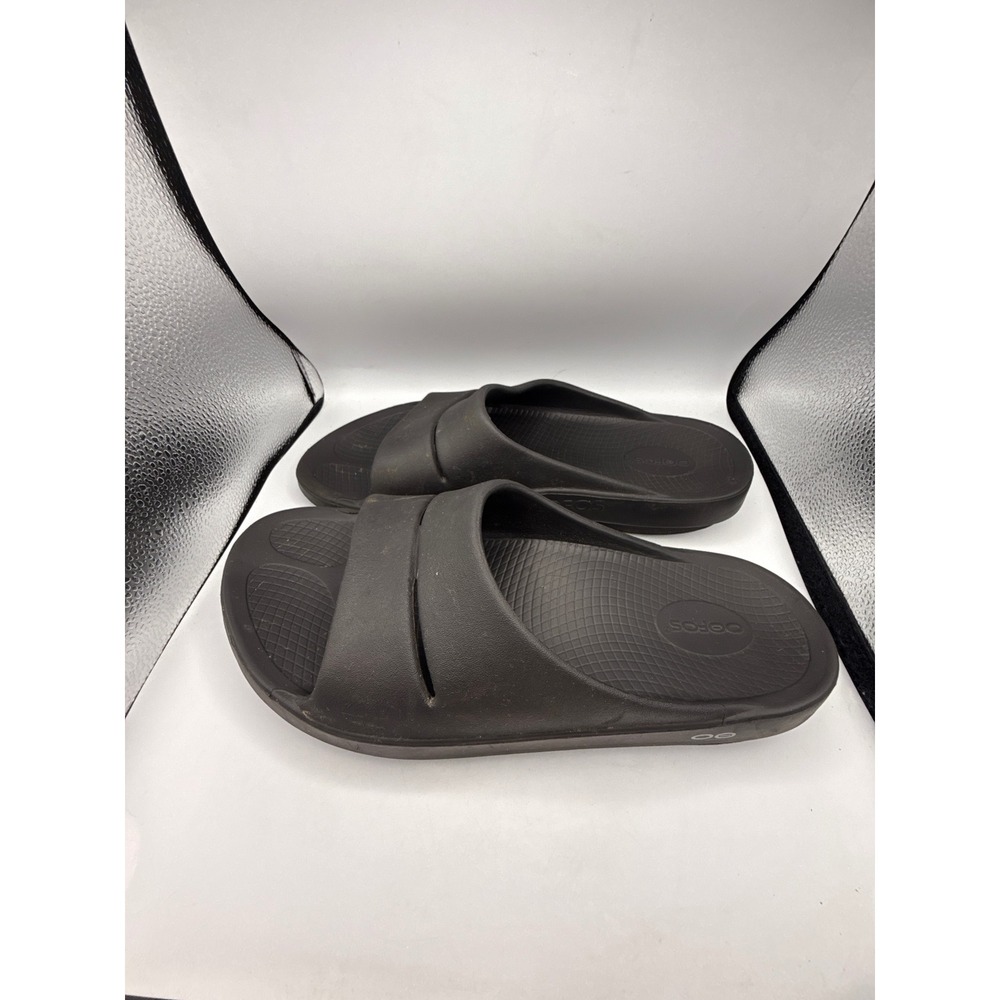 OOFOS OOcushion Black Recovery Slide Sandals M11 W13 EU 44 Men Women